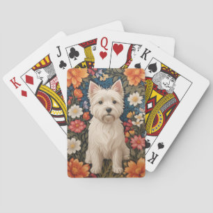 Elegant West Highland Terrier Colourful Floral Playing Cards