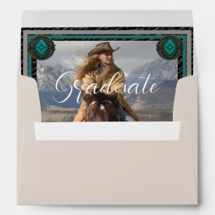 Elegant Western Black Leather Photo Graduation Envelope