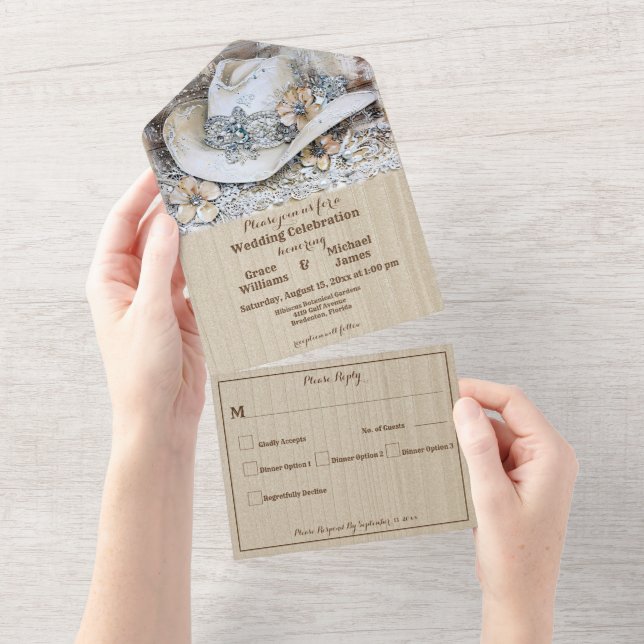 Elegant Western Boho Wedding All-In-One All In One Invitation (Tearaway)