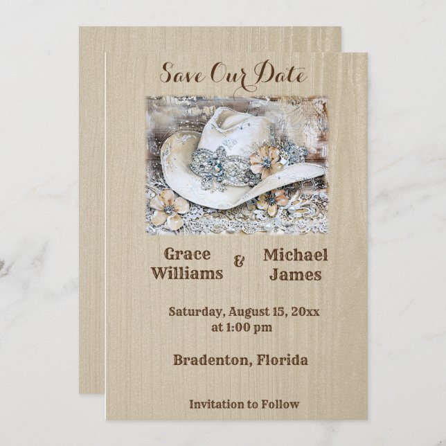 Elegant Western Boho Wedding Save The Date (Front/Back)
