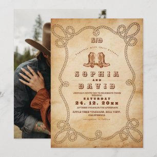 Elegant Western Cowboy Boots Wedding Invitation