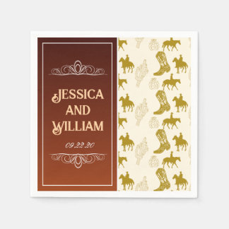 Elegant Western Desert Brown Wedding Napkin