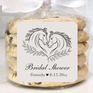 Elegant Western Horse Country Rustic Bridal Shower Square Sticker