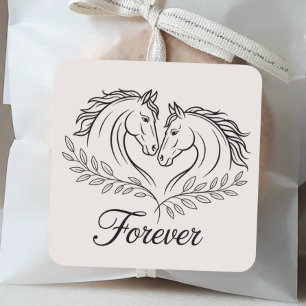 Elegant Western Horse Rustic Country Wedding Square Sticker