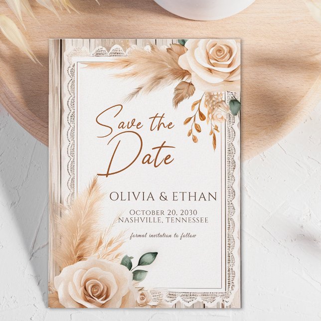 Elegant Western Rustic Floral Wedding Save The Date (Creator Uploaded)