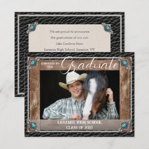 Elegant Western Style Leather Photo Graduation  Announcement