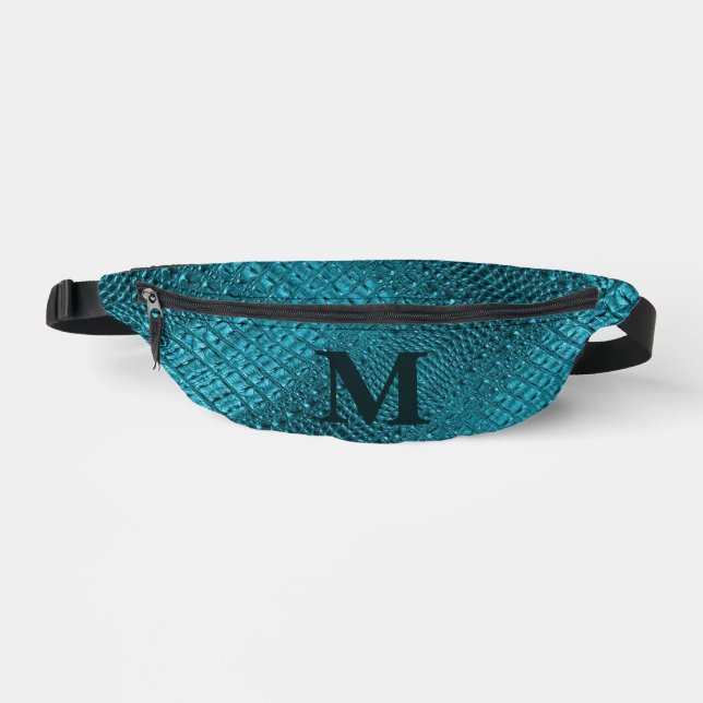 Elegant Western Turquoise Blue Monogrammed Initial Bum Bags (Front)