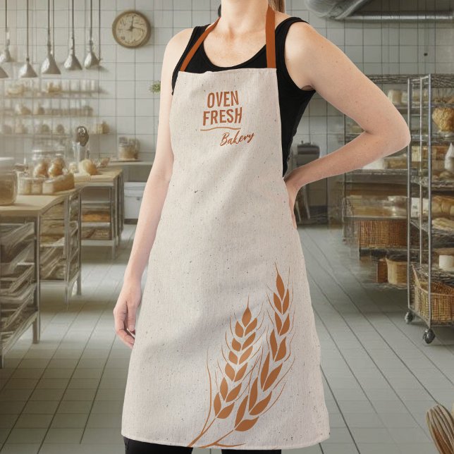 Elegant Wheat Grey Brown Name  Baking Apron (Creator Uploaded)
