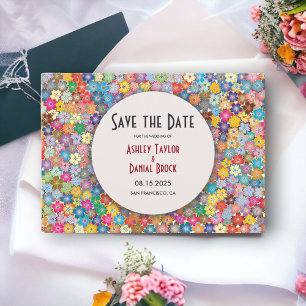 Elegant Whimsical Botanical Floral Summer Wedding Save The Date