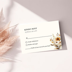 Elegant Whimsical Botanical Wildflower wedding RSVP Card