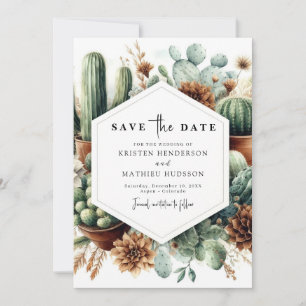 Elegant Whimsical Cactus Wedding Save The Date