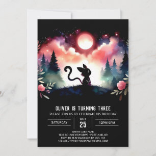 Elegant Whimsical Cat Birthday Invitation