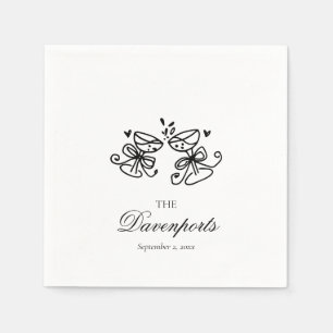 Elegant Whimsical Champagne Bow Bridal Wedding Napkin