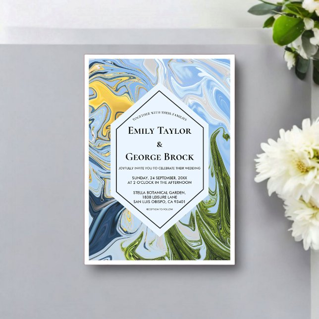 Elegant Whimsical Colourful Artful Abstract Weddin Acrylic Invitations (Creator Uploaded)