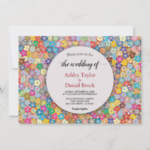 Elegant Whimsical Colourful Summer Floral Wedding Invitation