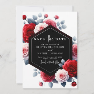 Elegant Whimsical Crimson Red Wedding Save The Date