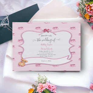 Elegant Whimsical Decorative Pink Modern Wedding Invitation