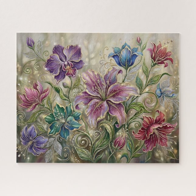 Elegant & Whimsical Fantasy Blooms Jigsaw Puzzle (Horizontal)