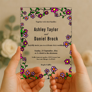 Elegant Whimsical Floral Garden Rustic Wedding Acrylic Invitations