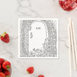 Elegant Whimsical Garden Door Wedding Napkin