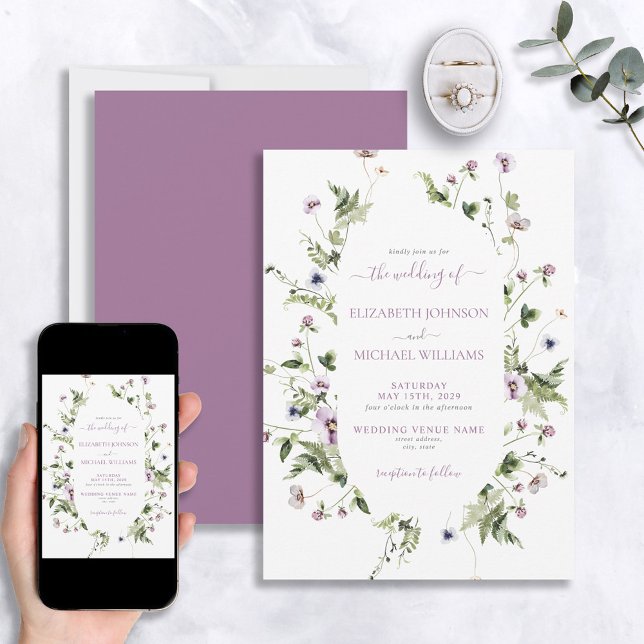 Elegant Whimsical Meadow Wildflowers Wedding Invitation (Creator Uploaded)