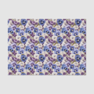 Elegant whimsical pansy tiled tissue paper