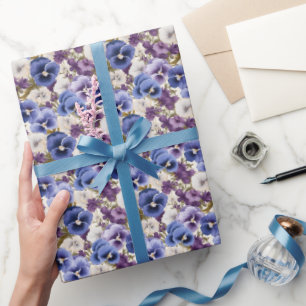 Elegant whimsical pansy tiled  wrapping paper