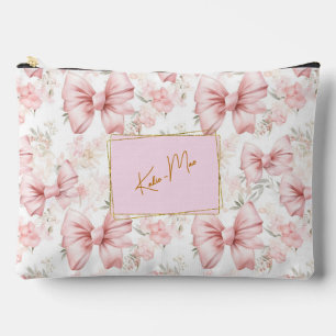*Elegant Whimsical Personalised Coquette Bow Large Accessory Pouch