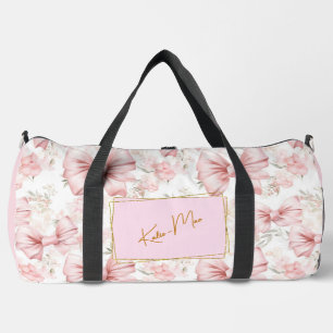 Elegant Whimsical Personalised Coquette Bow Large Duffle Bag