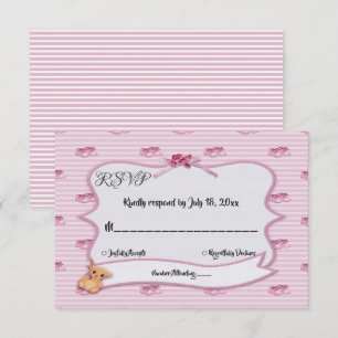 Elegant Whimsical Pink Bow Trendy Chic Wedding RSVP Card