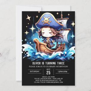 Elegant Whimsical Pirate Birthday Invitation