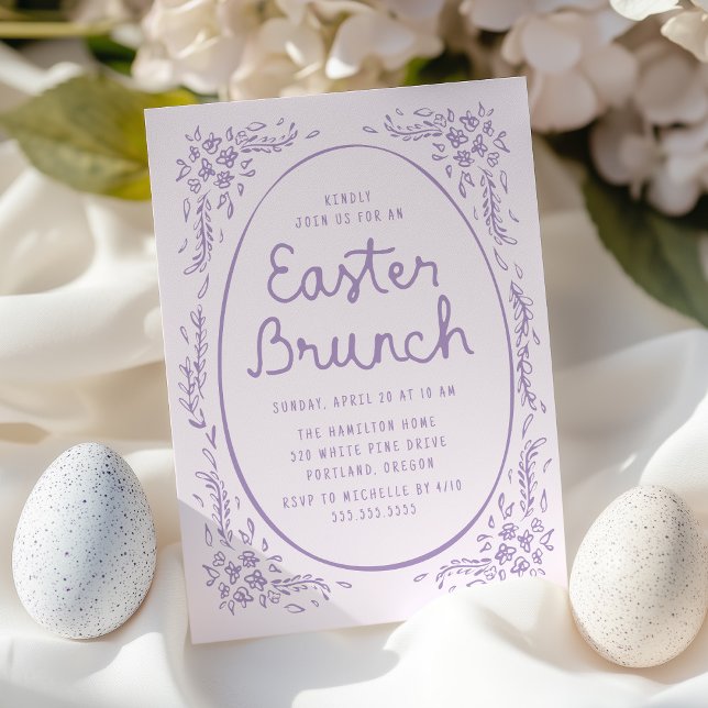 Elegant Whimsical Purple Easter Brunch Invitation (Creator Uploaded)