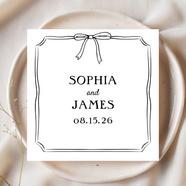 Elegant Whimsical Simple Classic Bow Wedding Napkin (Creator Uploaded)