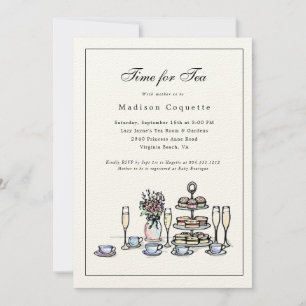 Elegant Whimsical Time for Tea Baby Shower Invitation
