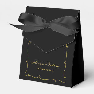 Elegant Whimsical Vintage Black and Gold Wedding Favour Box