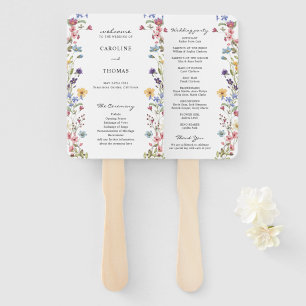 Elegant Whimsical Wildflower Bloom Wedding Program Hand Fan