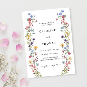 Elegant Whimsical Wildflower Garden Wedding Invitation