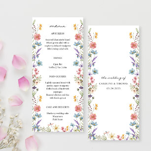 Elegant Whimsical Wildflower Garden Wedding Menu
