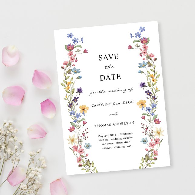 Elegant Whimsical Wildflower Garden Wedding Save The Date (Creator Uploaded)