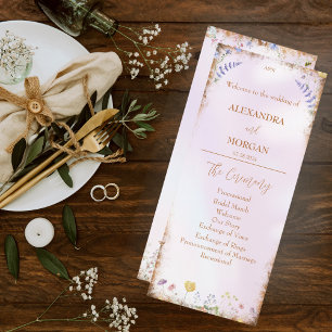 Elegant Whimsical Wildflower Pink Flat Program Programme
