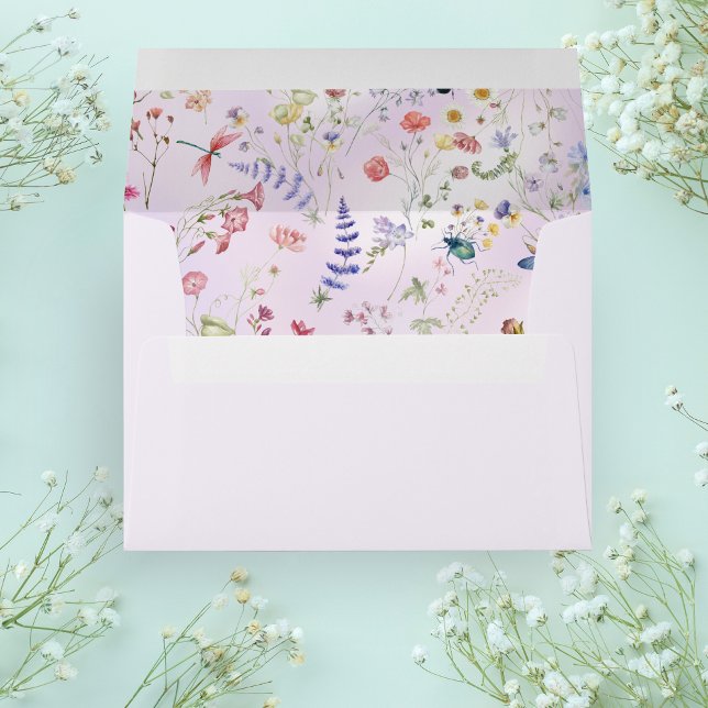 Elegant Whimsical Wildflower Pink Wedding Envelope (Creator Uploaded)