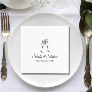 Elegant Whimsical Wine Glasses Cocktail Wedding Napkin