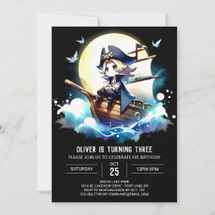 Elegant Whimsy Pirate Birthday Invitation