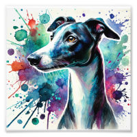 Elegant Whippet Watercolor Art