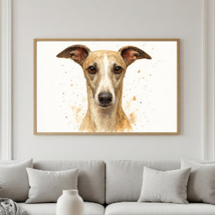 Elegant Whippet Watercolor Portrait Poster