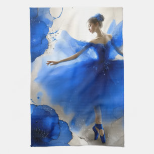 Elegant Whirl Ballet in Indigo blue Tea Towel