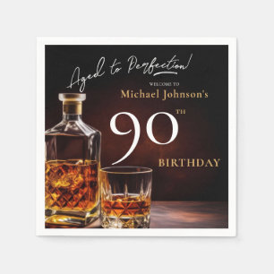 Elegant Whiskey Black Gold 90th Birthday Party Nap Napkin