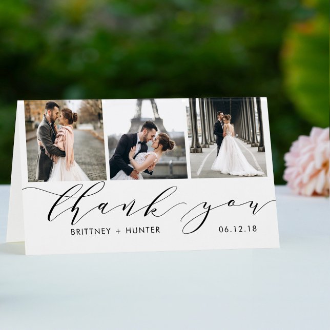 Elegant White 3 Photo Collage Thank You (Creator Uploaded)