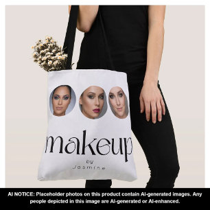 Elegant White 3 Photo MUA Makeup Artist Tote Bag