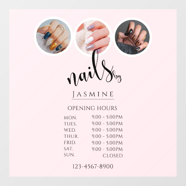 Elegant White 3 Photo Nails Studio Opening Hours  (Sheet)